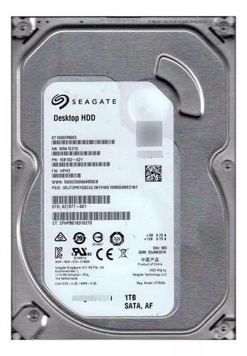 Hd Sata 1.0 Tb 7200 Seagate St1000dm003 Oem Ref