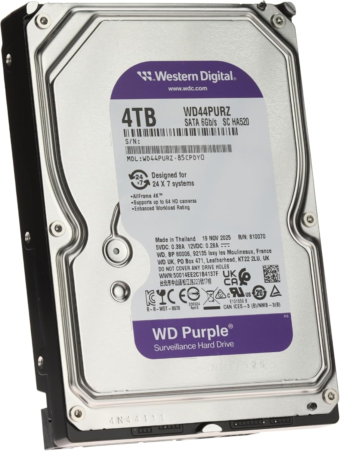 Hd Sata 4.0 Tb 256mb Wd Purple Wd44purz