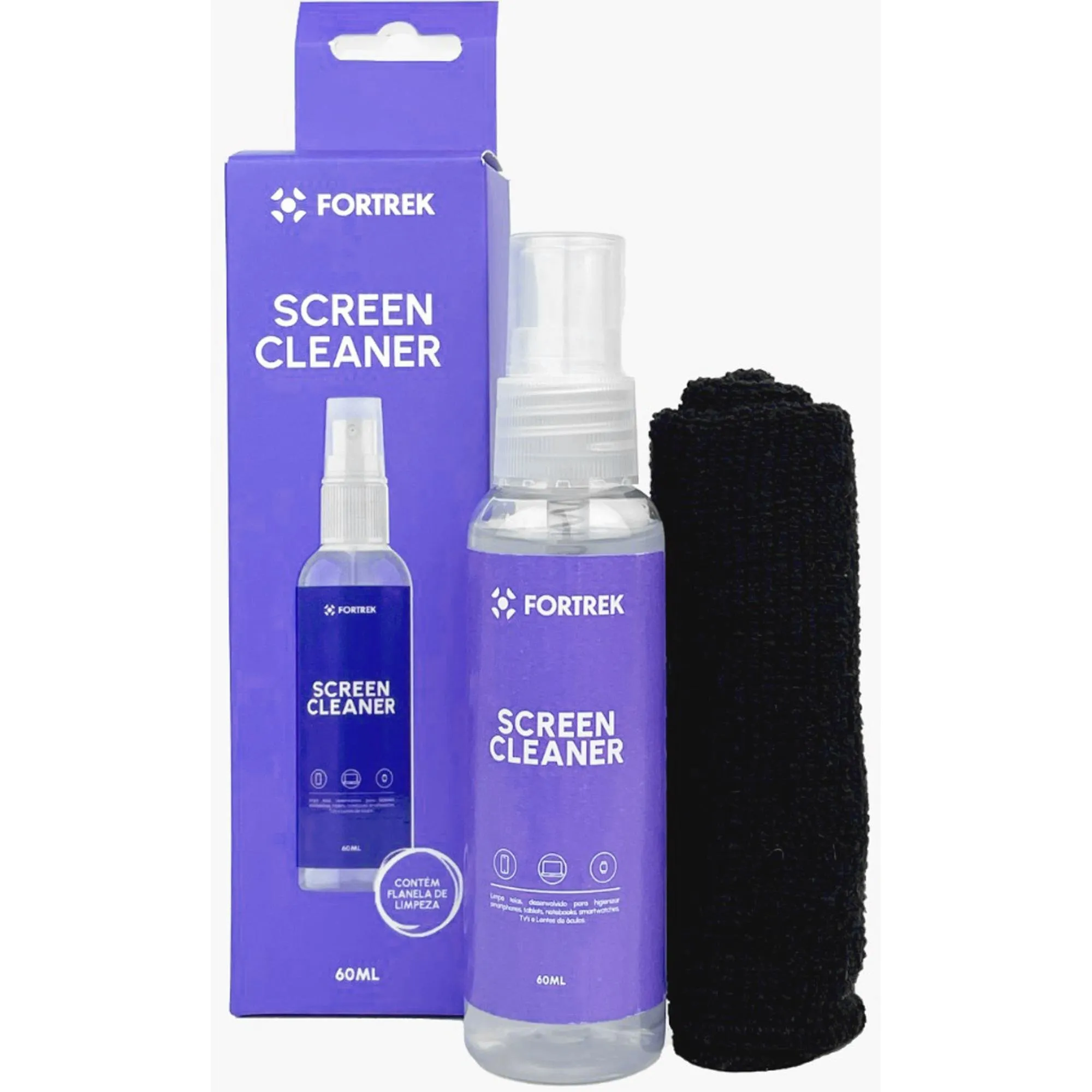 Kit Limpeza Telas Lcd/dvd/tec 60ml Fortrek (84569)