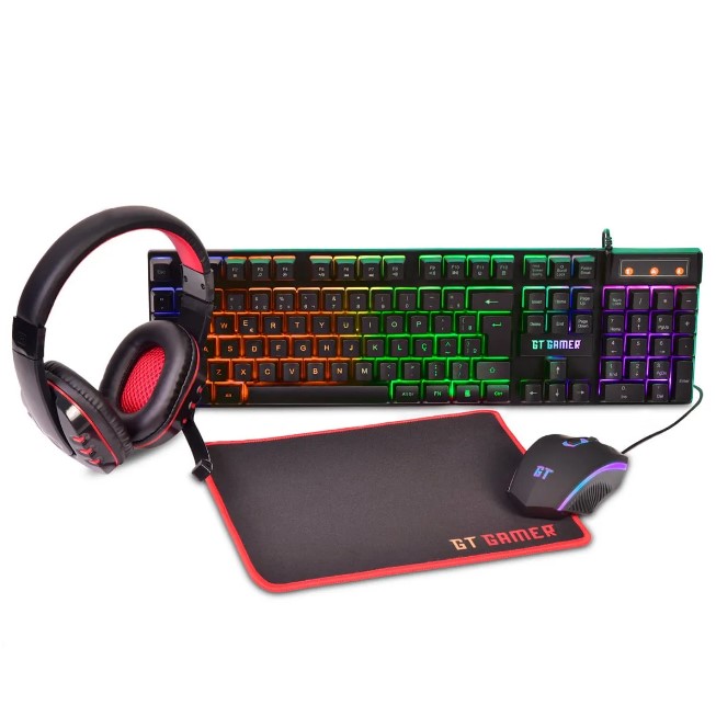 Kit Gamer Teclado + Mouse + Fone + Mousepad Gt 62787